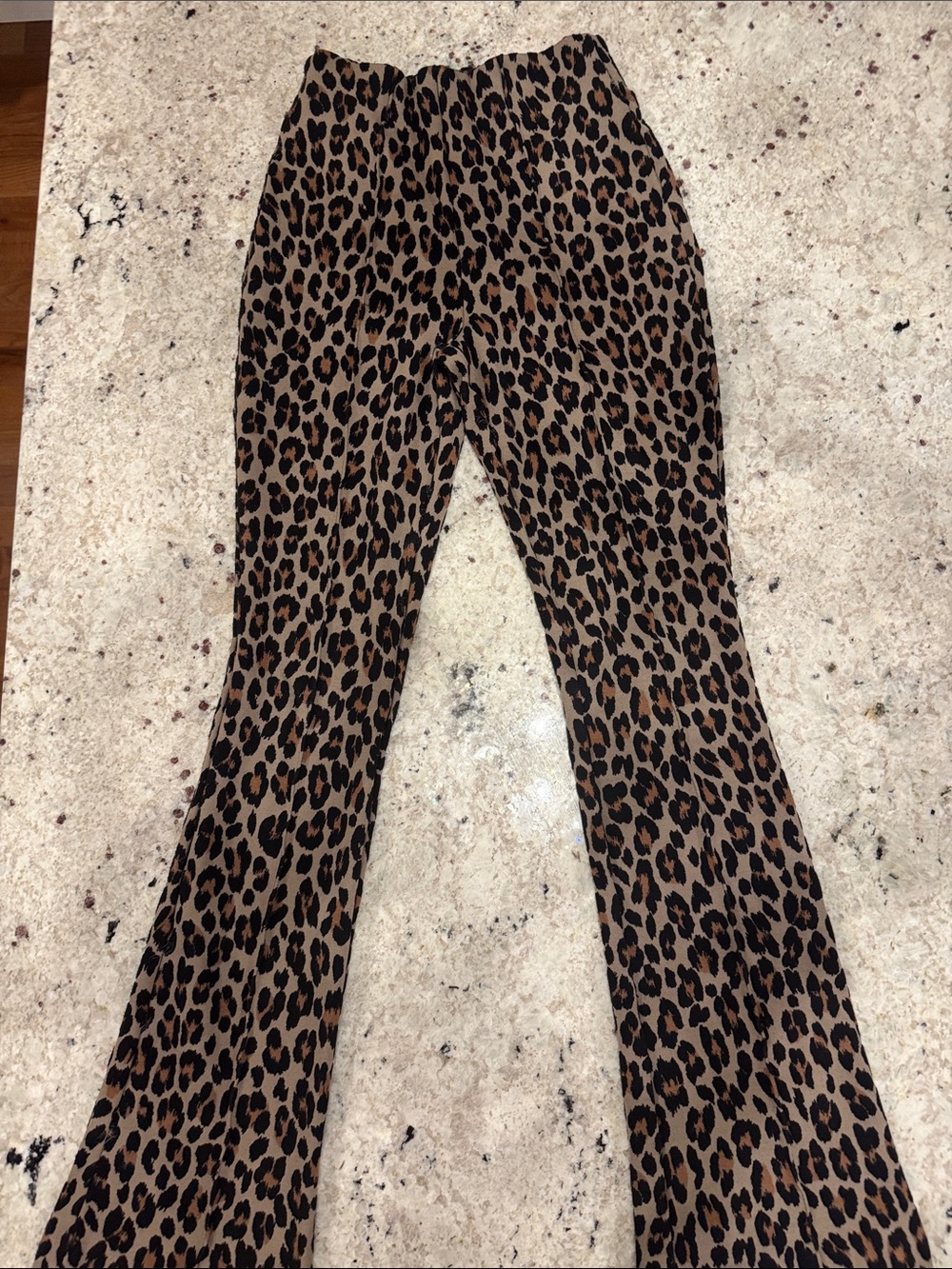 SPANX Leopard Print Boot Cut Pants in Brown and Black